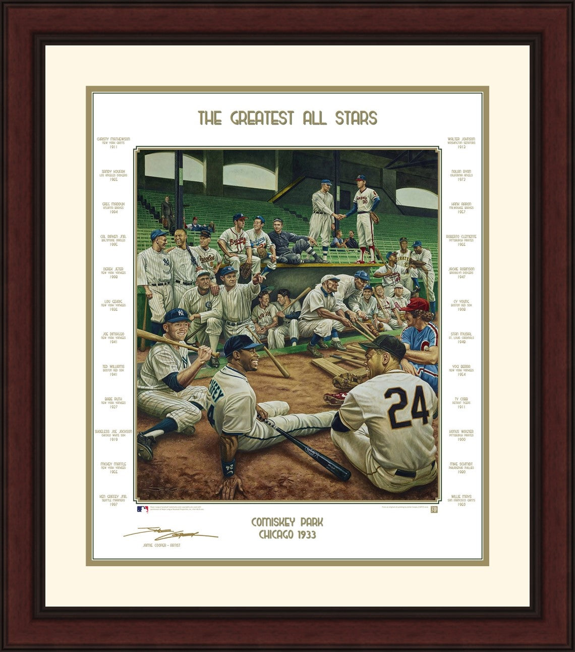 MLB Baseball's Greatest All-Stars Exclusive Dream Scene Framed Lithograph Artwork Print