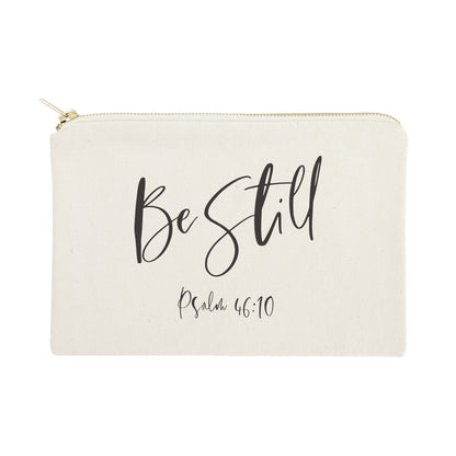 Be Still, Psalm 46:10 Cotton Canvas Cosmetic Bag by The Cotton & Canvas Co.