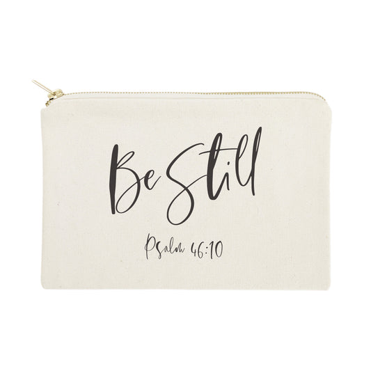 Be Still, Psalm 46:10 Cotton Canvas Cosmetic Bag by The Cotton & Canvas Co.