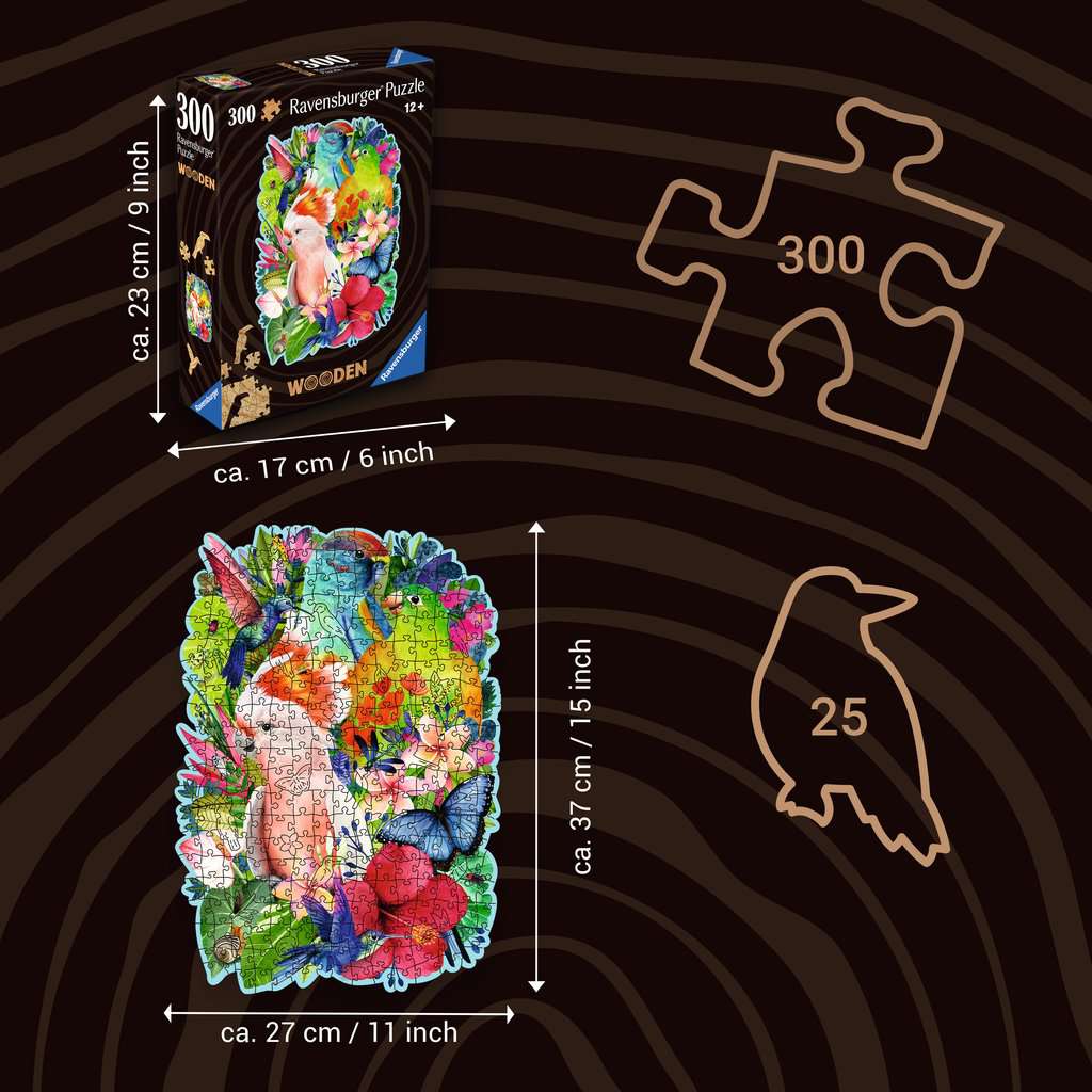 Beautiful Birds 300 Piece Wood Jigsaw Puzzle Ravensburger
