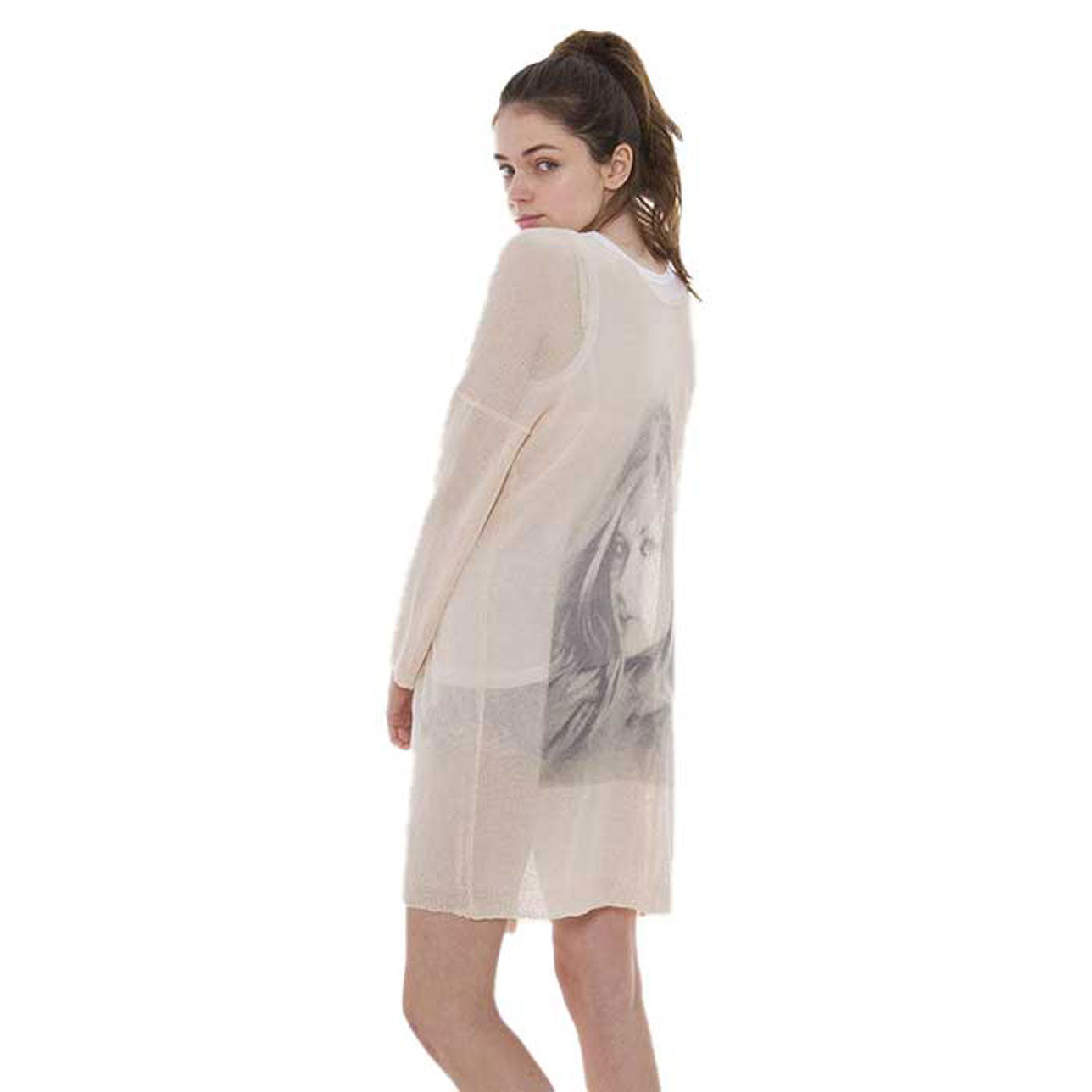 Solid Portrait Print on Back Cardigan by Madeline Love