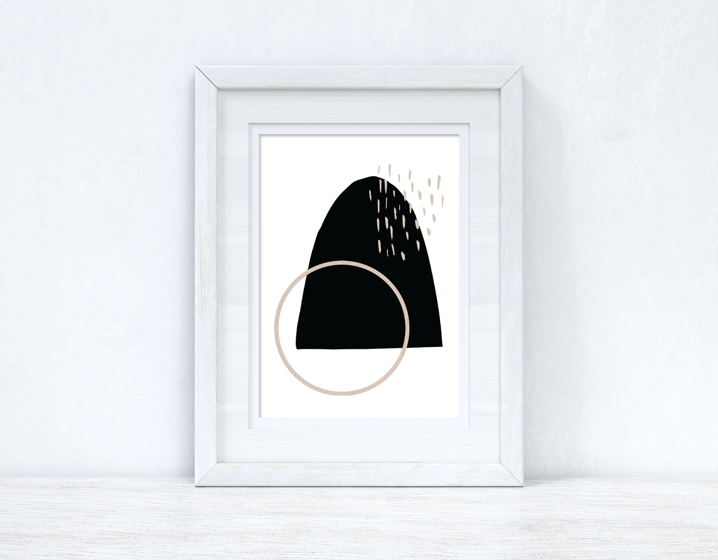 Beige & Black Abstract 1 Colour Shapes Home Wall Decor Print by WinsterCreations™ Official Store