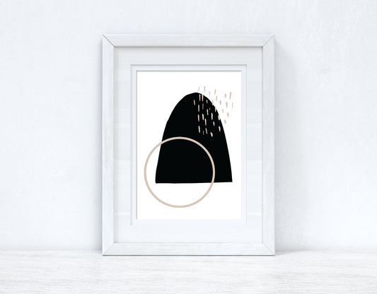 Beige & Black Abstract 1 Colour Shapes Home Wall Decor Print by WinsterCreations™ Official Store