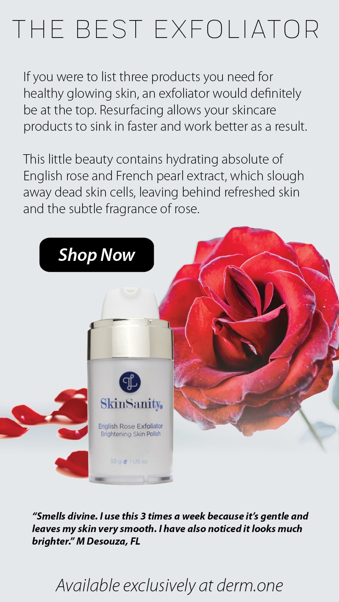 SkinSanity® English Rose Facial Exfoliator Brightening Skin Polish 0.5 oz by Best Clean Beauty