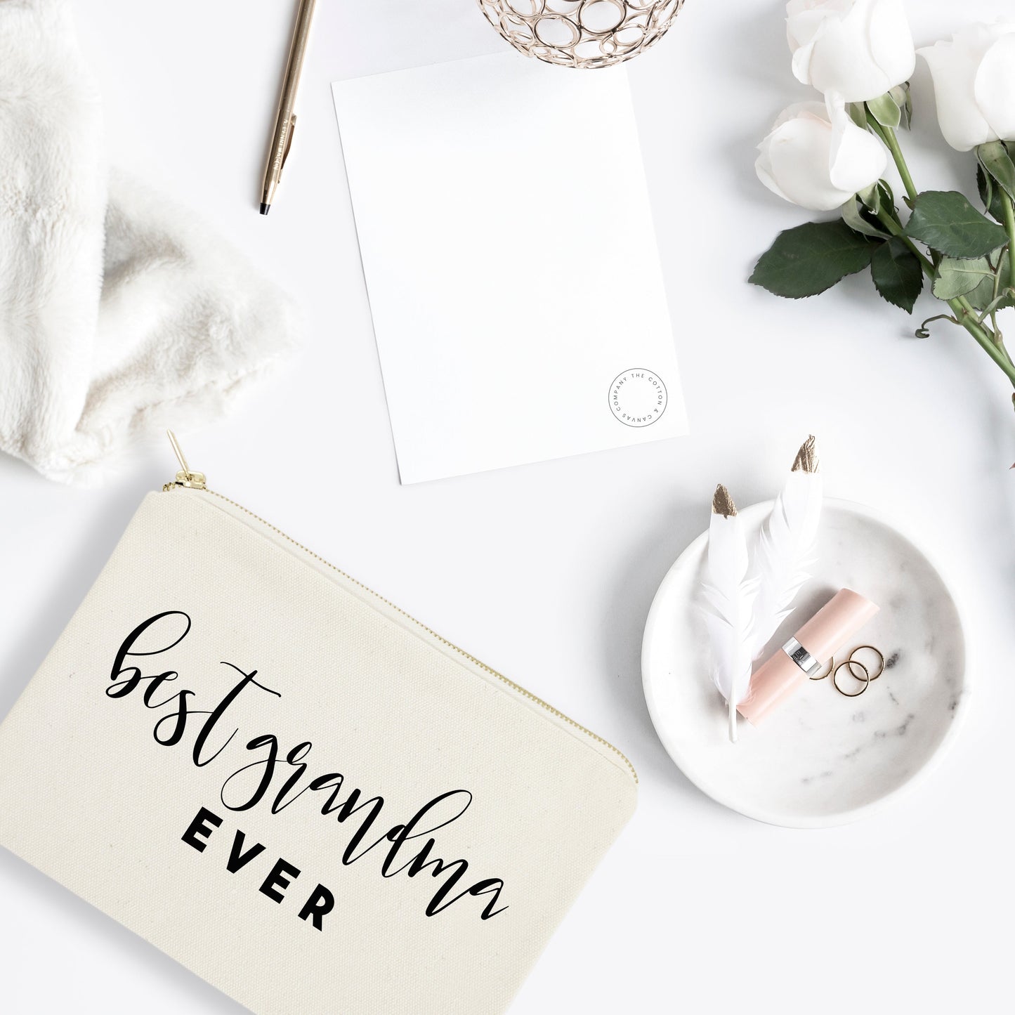 Best Grandma Ever Cotton Canvas Cosmetic Bag by The Cotton & Canvas Co.