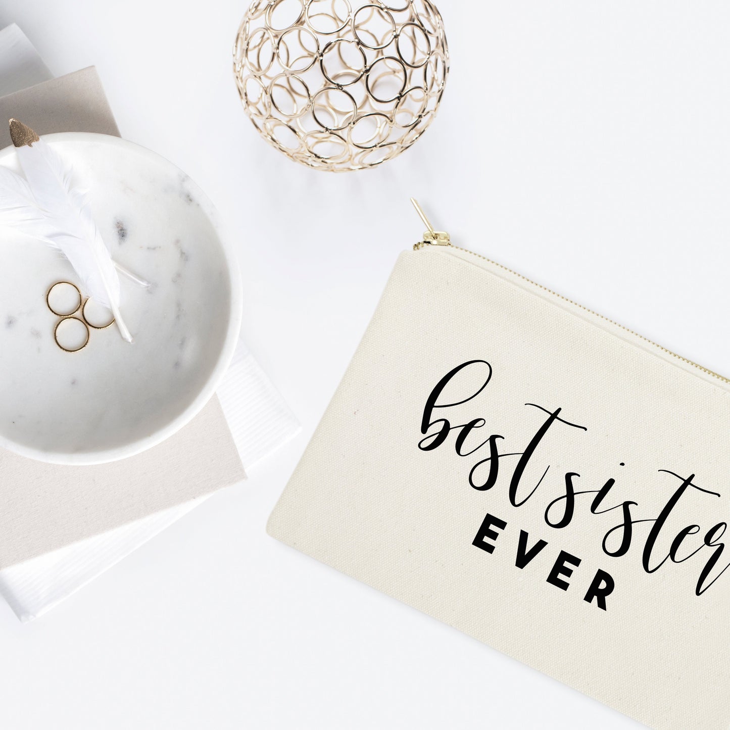 Best Sister Ever Cotton Canvas Cosmetic Bag by The Cotton & Canvas Co.