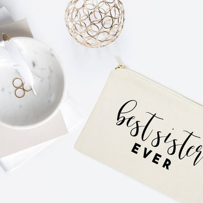 Best Sister Ever Cotton Canvas Cosmetic Bag by The Cotton & Canvas Co.