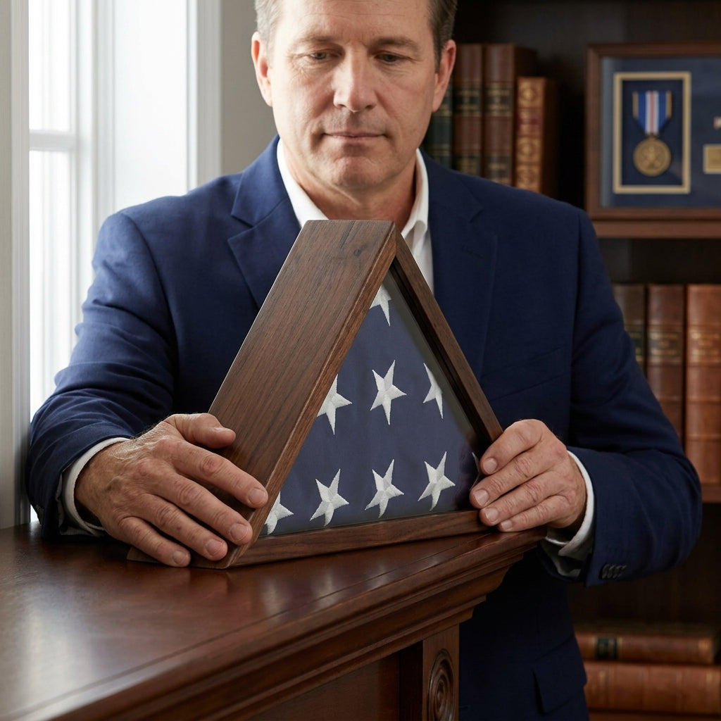 Capitol Hill Flag Case- 4 x 6 flag Display Case, Cherry Finish