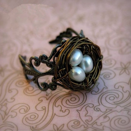 Bird's Nest Ring in Old Gold | Vintage | Adjustable Size | In a Gift Box by The Bullish Store
