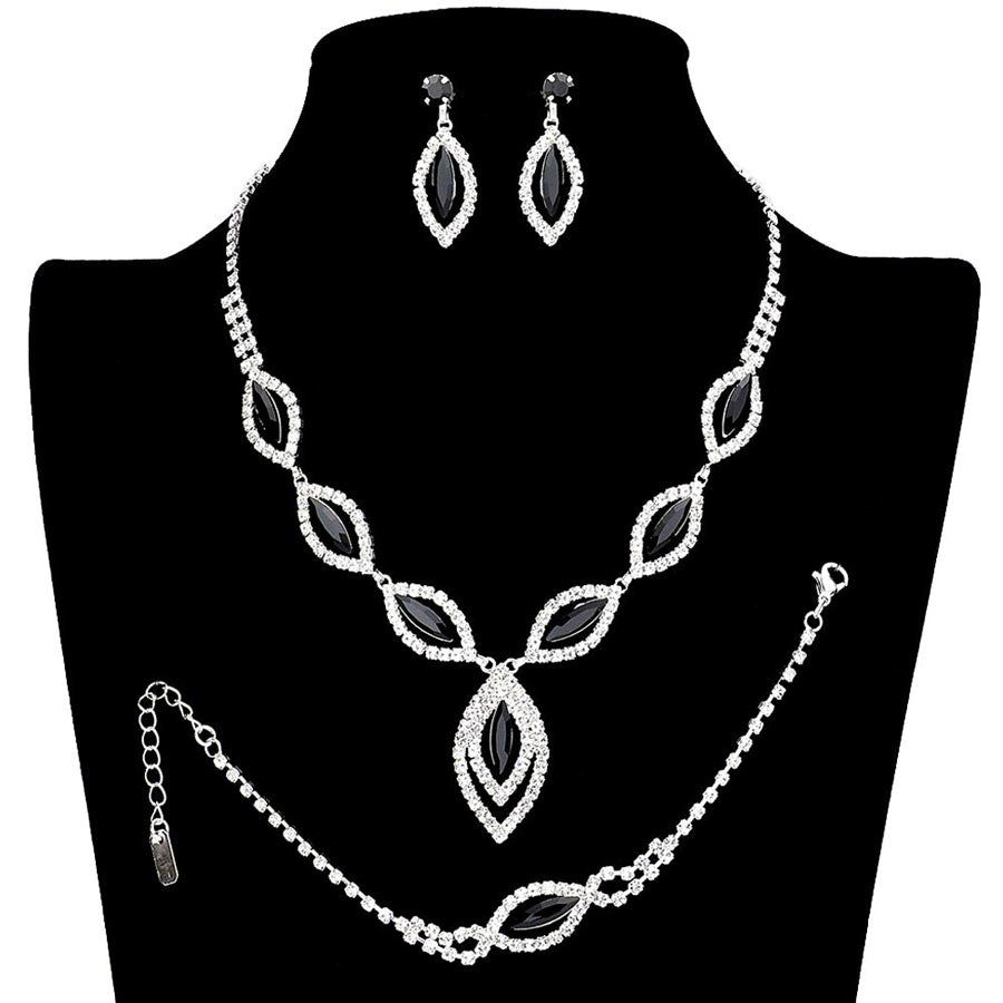 Marquise Rhinestone Necklace Jewelry Set by Madeline Love