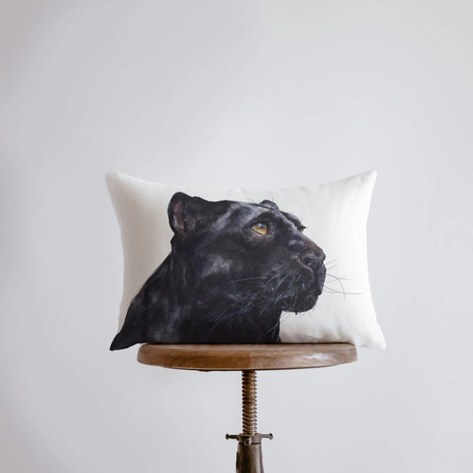 Black Panther | Watercolor Panther | 18x12 | Pillow Cover | Wild Animals | Home Decor | Room Decor | Black and White Pillows | Sofa Pillows by UniikPillows