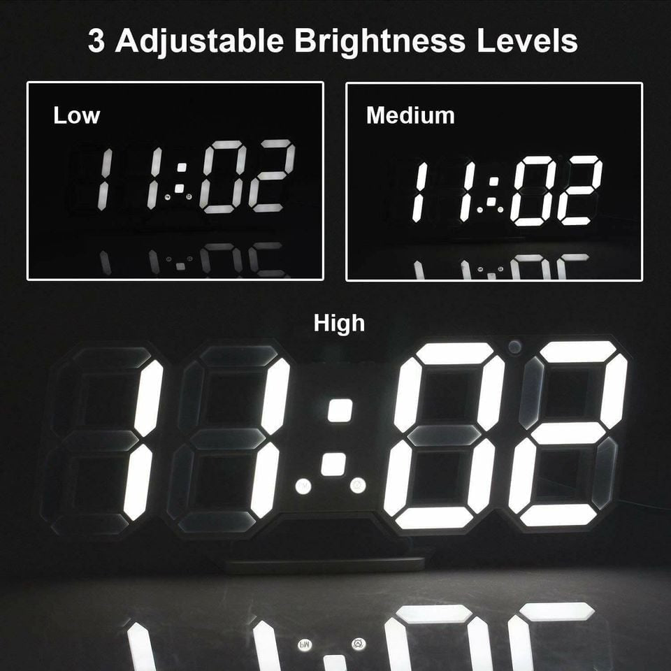 Digital 3D LED Wall/Desk Clock Alarm Big Digits Auto Brightness USB _mkpt44 by Js House