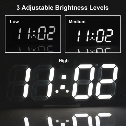 Digital 3D LED Wall/Desk Clock Alarm Big Digits Auto Brightness USB _mkpt44 by Js House
