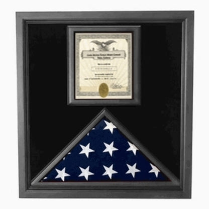 Premium USA-Made Solid wood Flag Document Case Black Finish.
