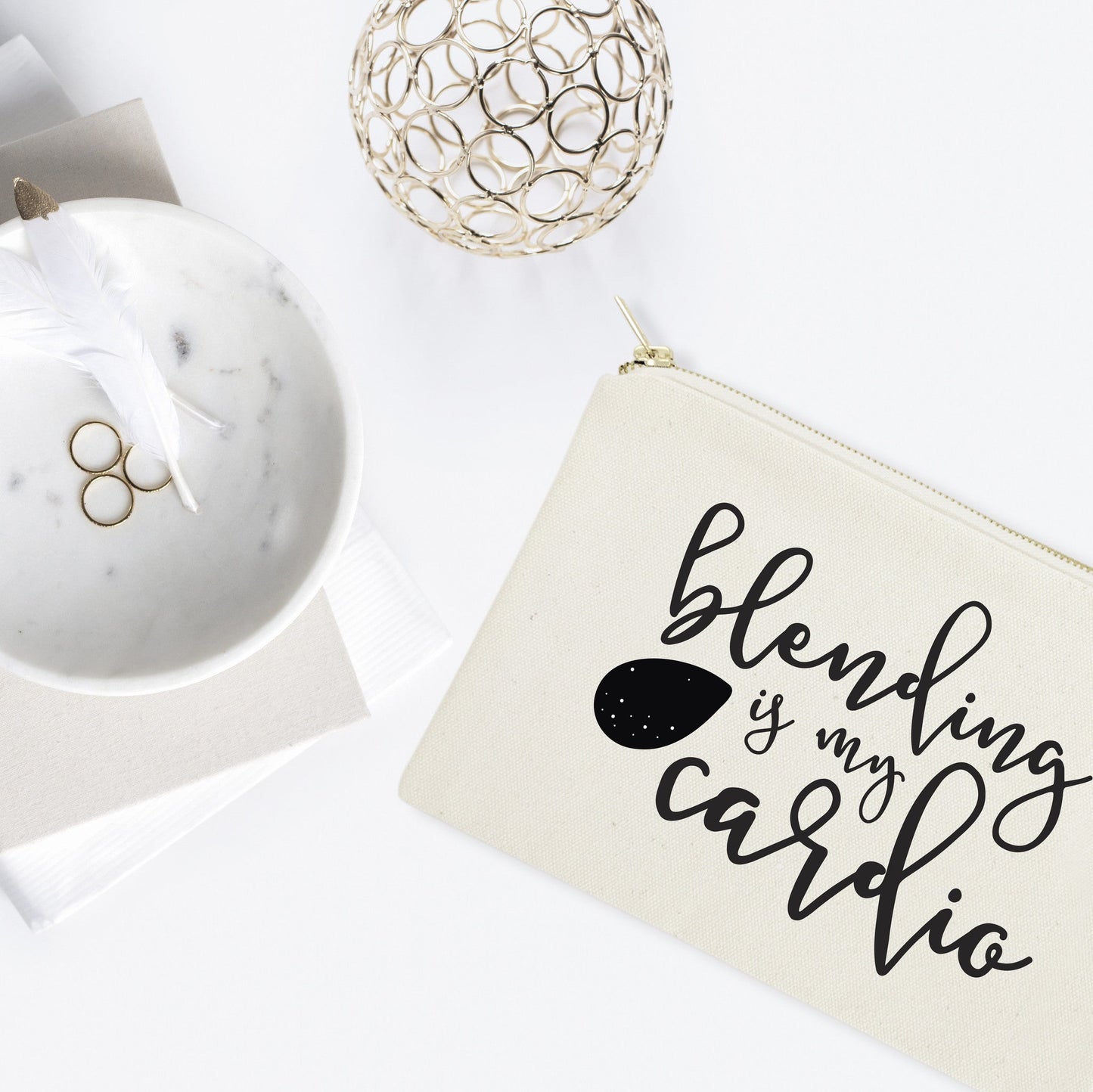 Blending is My Cardio Cotton Canvas Cosmetic Bag by The Cotton & Canvas Co.