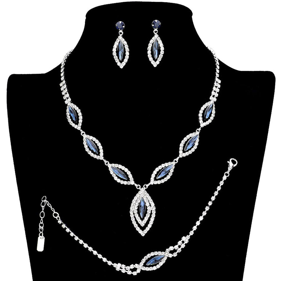 Marquise Rhinestone Necklace Jewelry Set by Madeline Love