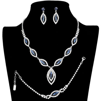 Marquise Rhinestone Necklace Jewelry Set by Madeline Love