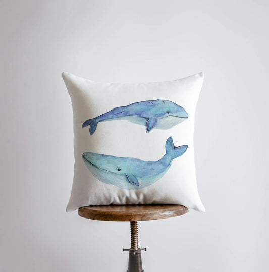 Blue Watercolor Whales | Pillow Cover | Throw Pillow | Home Decor | Modern Decor | Pillow | Ocean | Gift for her | Accent Pillow Cover | Sea by UniikPillows