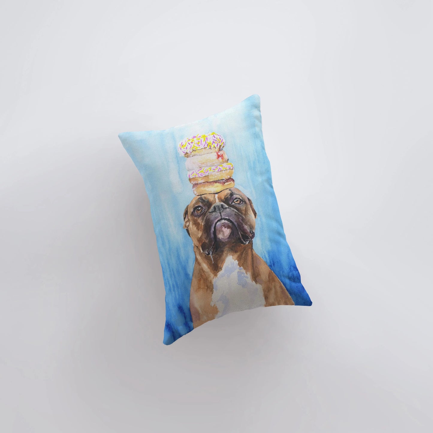 Boxer | Watercolor Doughnut Boxer | 12x18 | Pillow Cover | Dogs | Home Decor | Custom Dog Pillow | Boxer Mom | Dog Lover Gift | Dog Mom Gift by UniikPillows