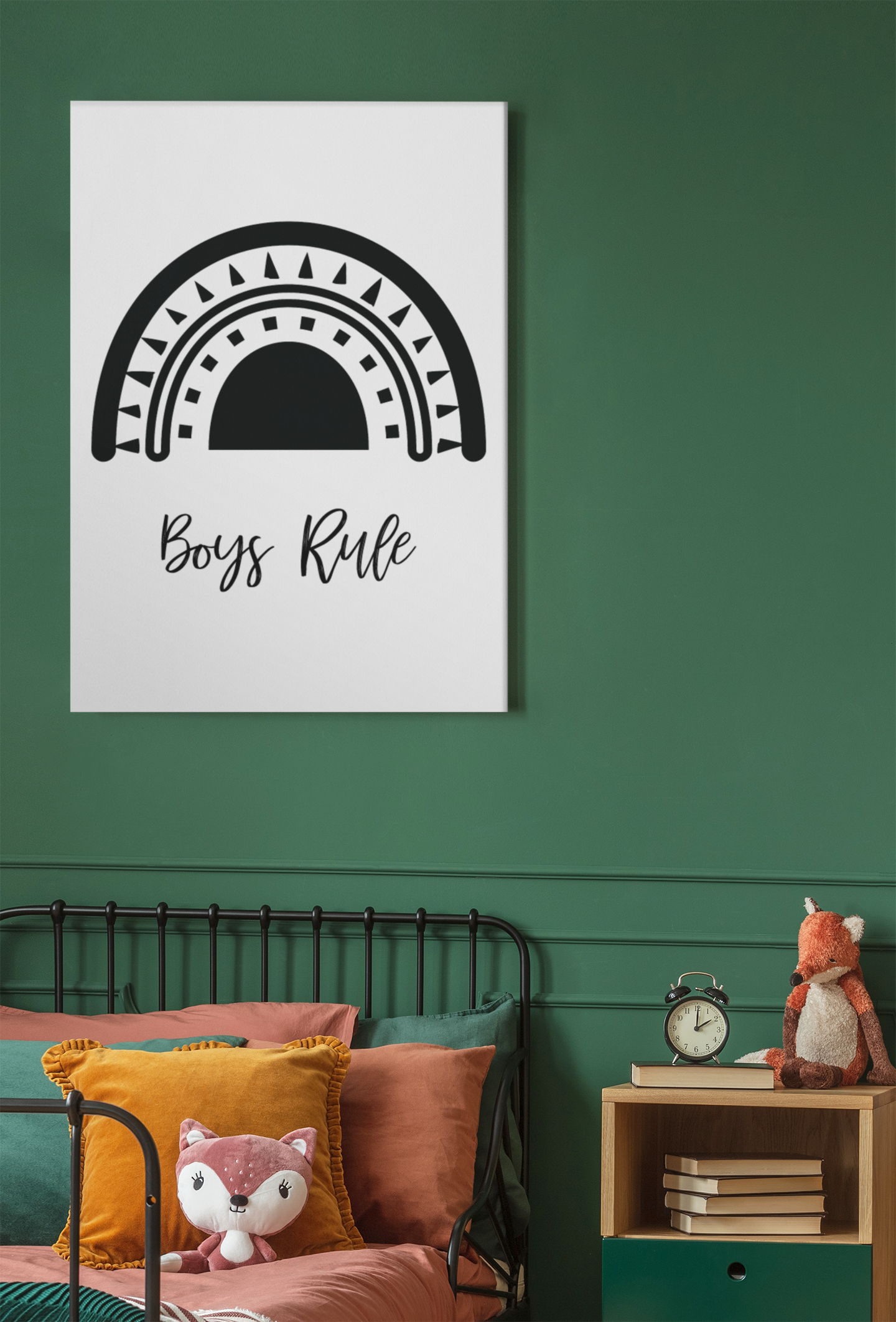 Boys Rule Rainbow Monochrome Boho Children's Room Wall Bedroom Decor Print by WinsterCreations™ Official Store