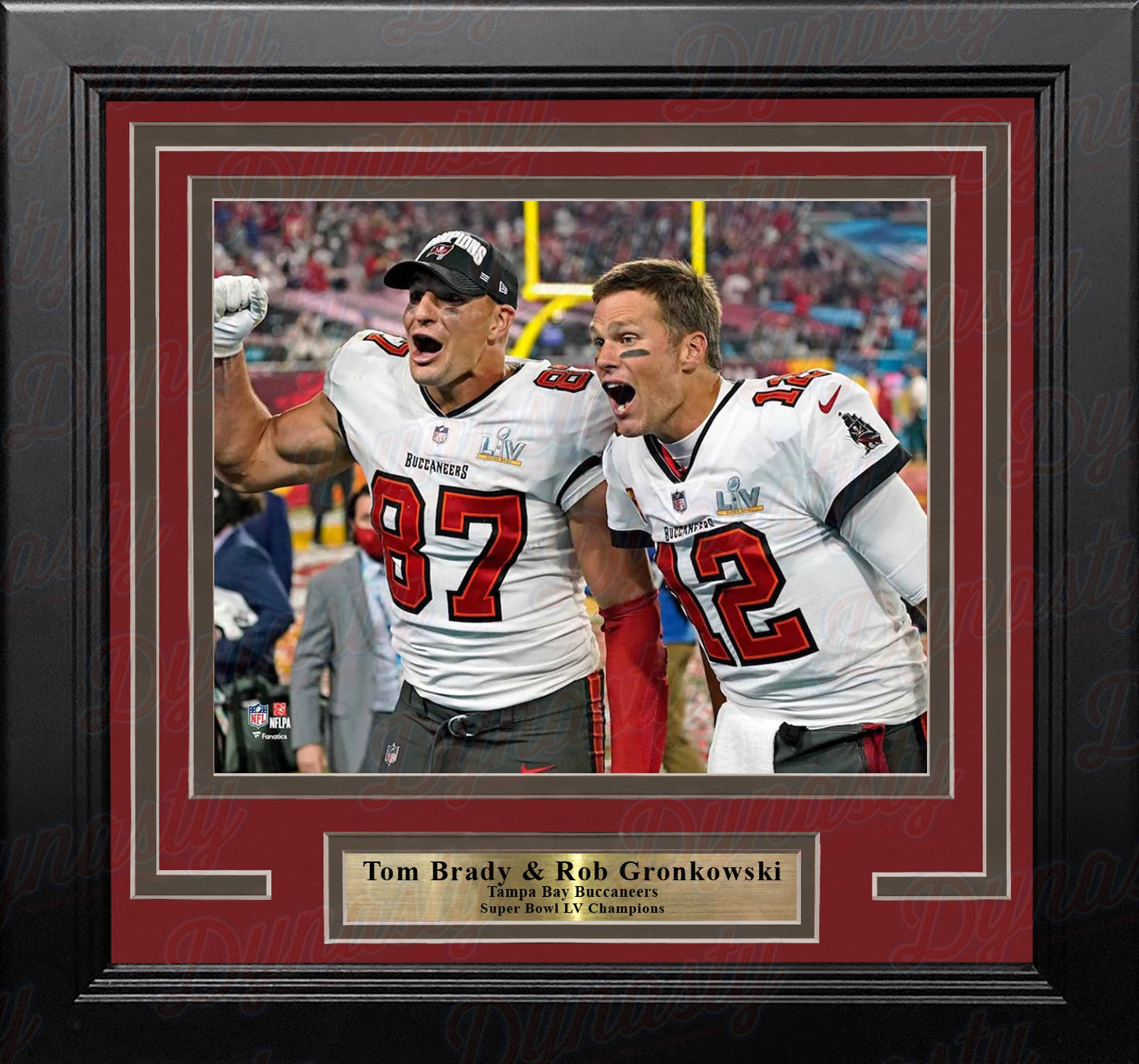 Tom Brady & Rob Gronkowski Super Bowl LV Champions Tampa Bay Buccaneers 8x10 Framed Football Photo