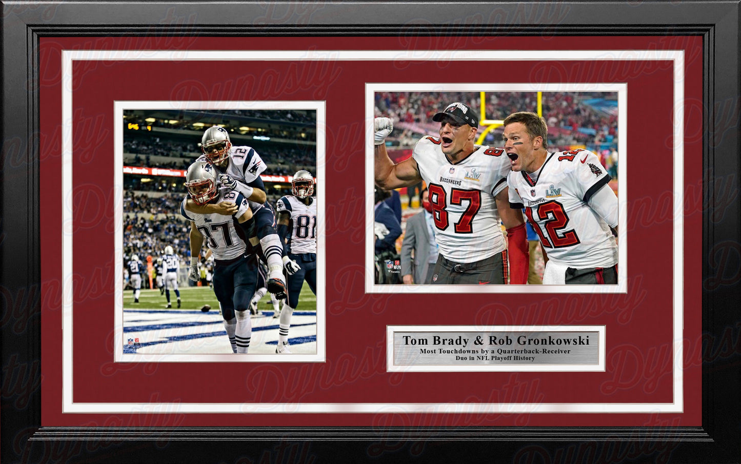 Tom Brady & Rob Gronkowski Greatest Postseason Quarterback-Receiver Duo Framed Photo Collage