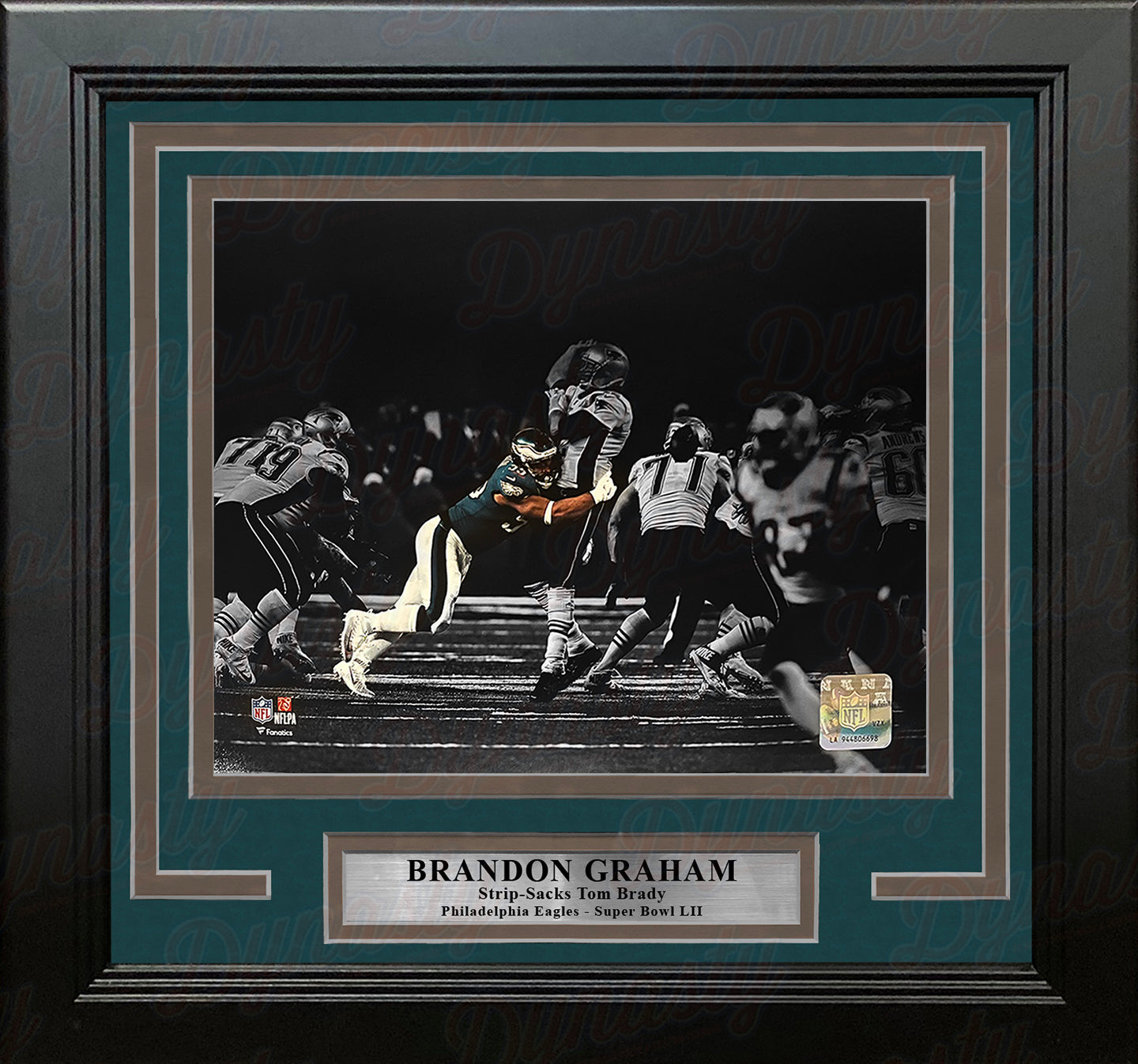 Brandon Graham Sacks Tom Brady Philadelphia Eagles 8" x 10" Super Bowl LII Blackout Framed Football Photo