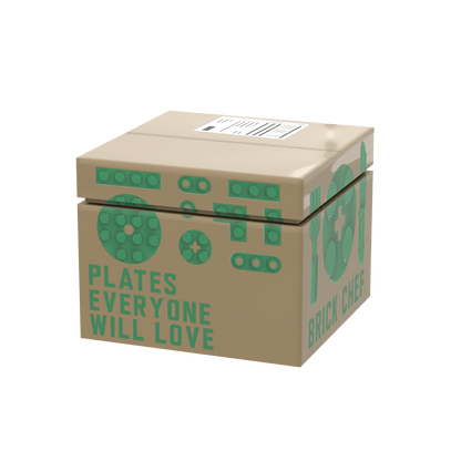 Brick Chef Food Delivery Shipping Box - Minifig Food Accessory - Custom Printed - Made using LEGO® parts (2 x 2 brick)