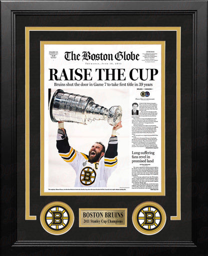 Boston Bruins 2011 Stanley Cup Champions Framed Boston Globe Photo