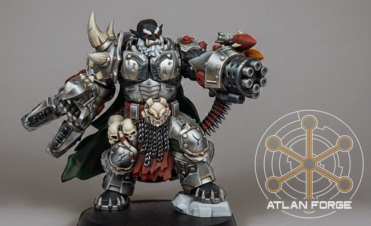 Grokk Brutelord by Atlan Forge – Resin Printed Grimdark Sci-Fi Mini With Wolf (28/32mm)