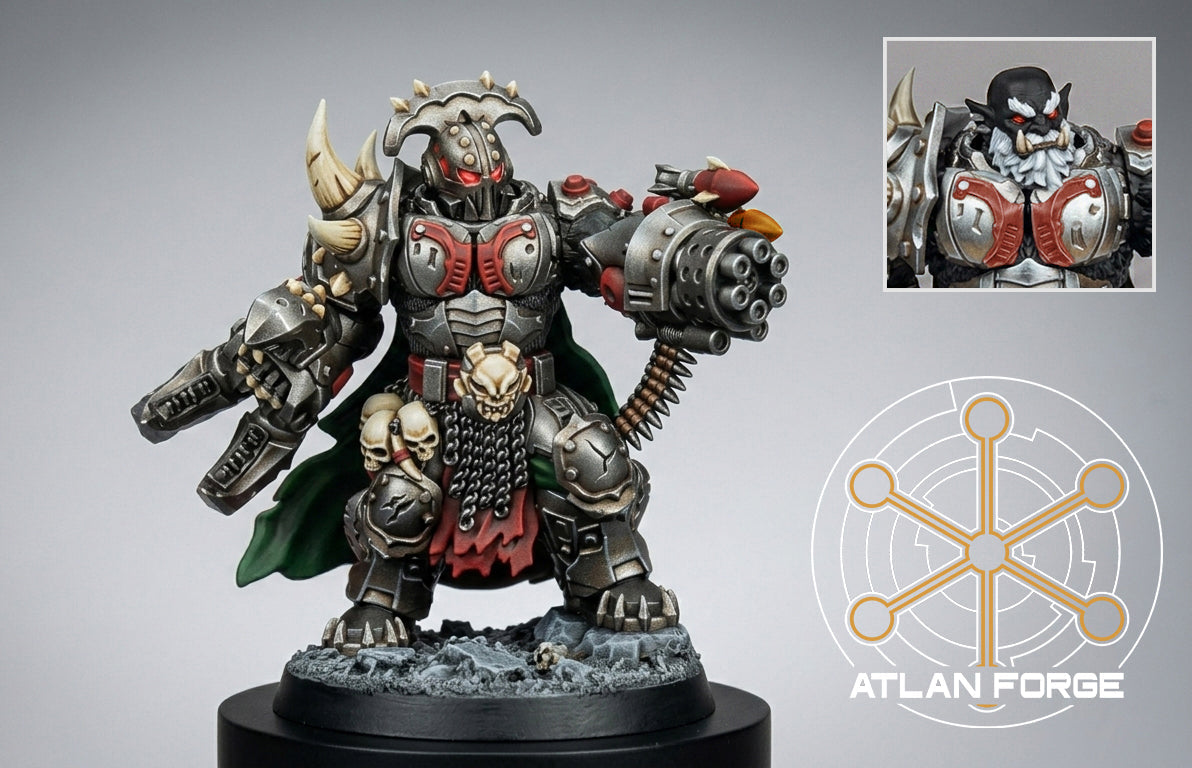 Grokk Brutelord by Atlan Forge – Resin Printed Grimdark Sci-Fi Mini With Wolf (28/32mm)