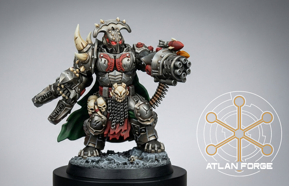 Grokk Brutelord by Atlan Forge – Resin Printed Grimdark Sci-Fi Mini With Wolf (28/32mm)