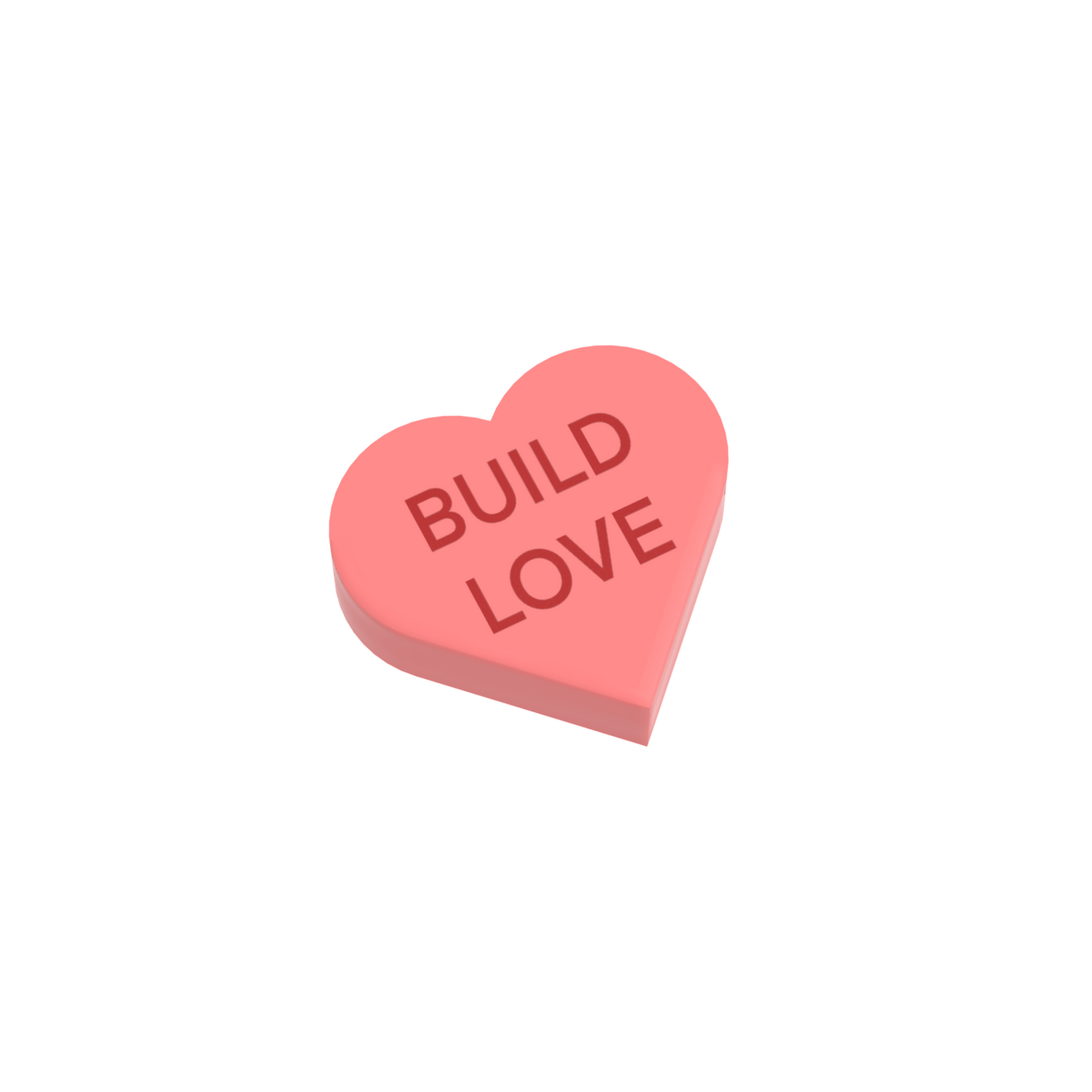 "Build Love" Conversation Candy Heart - Custom Printed 1x1 tile - Made Using a LEGO® Part