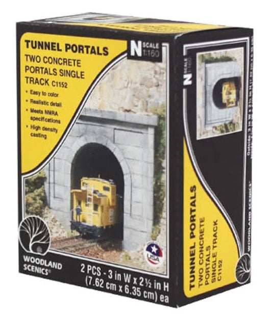 Woodland Scenics C1152  N Scale Concrete Single Track Tunnel Portal