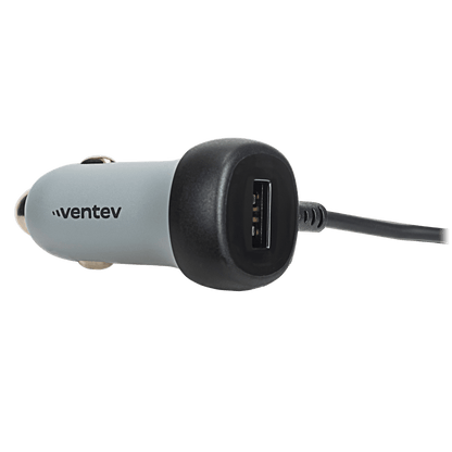 Ventev 12W USB A Car Charger with attached 15W Apple Lightning Cord Gray by Ventev