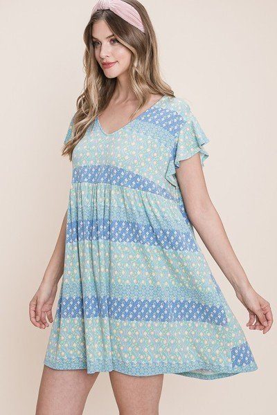 Cute And Flirty Floral Printed Babydoll Mini Dress by Balec Group