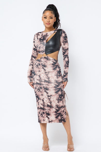Tie Dye Long Sleeve Midi Dress by Balec Group