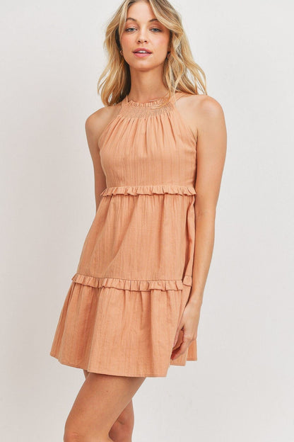 Textured Woven Fabric With Tiered Sl Dress by Balec Group