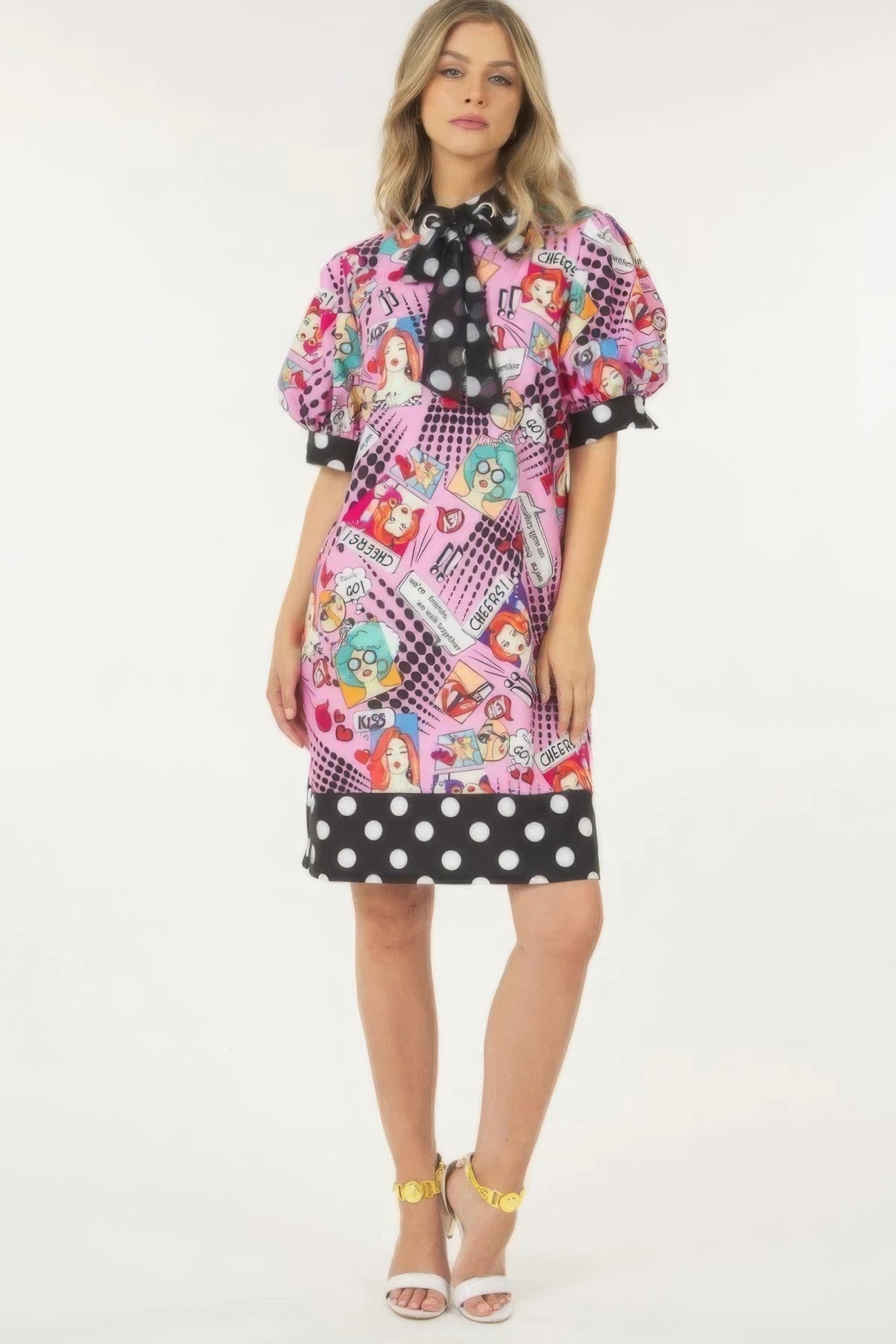 Print Midi Dress With Polka Dot Finish by Balec Group