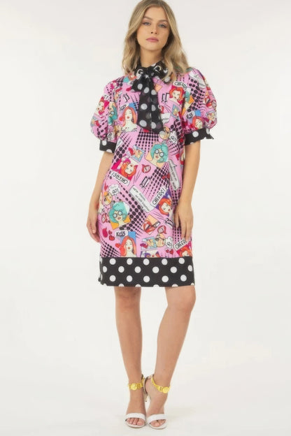 Print Midi Dress With Polka Dot Finish by Balec Group