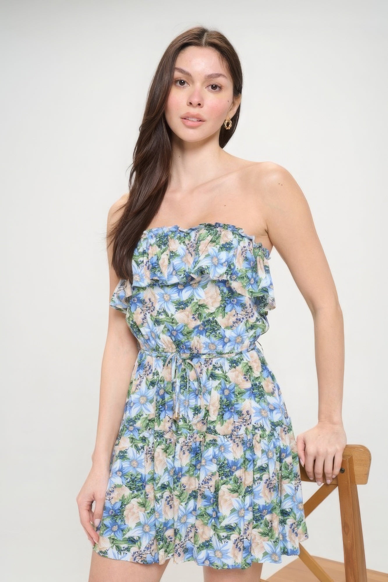 Berry Flower Ruffle Tube Top Mini Dress by Balec Group
