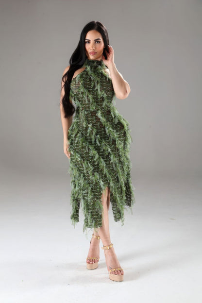 Halter Ruffled Dress by Balec Group