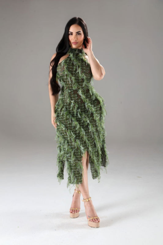 Halter Ruffled Dress by Balec Group