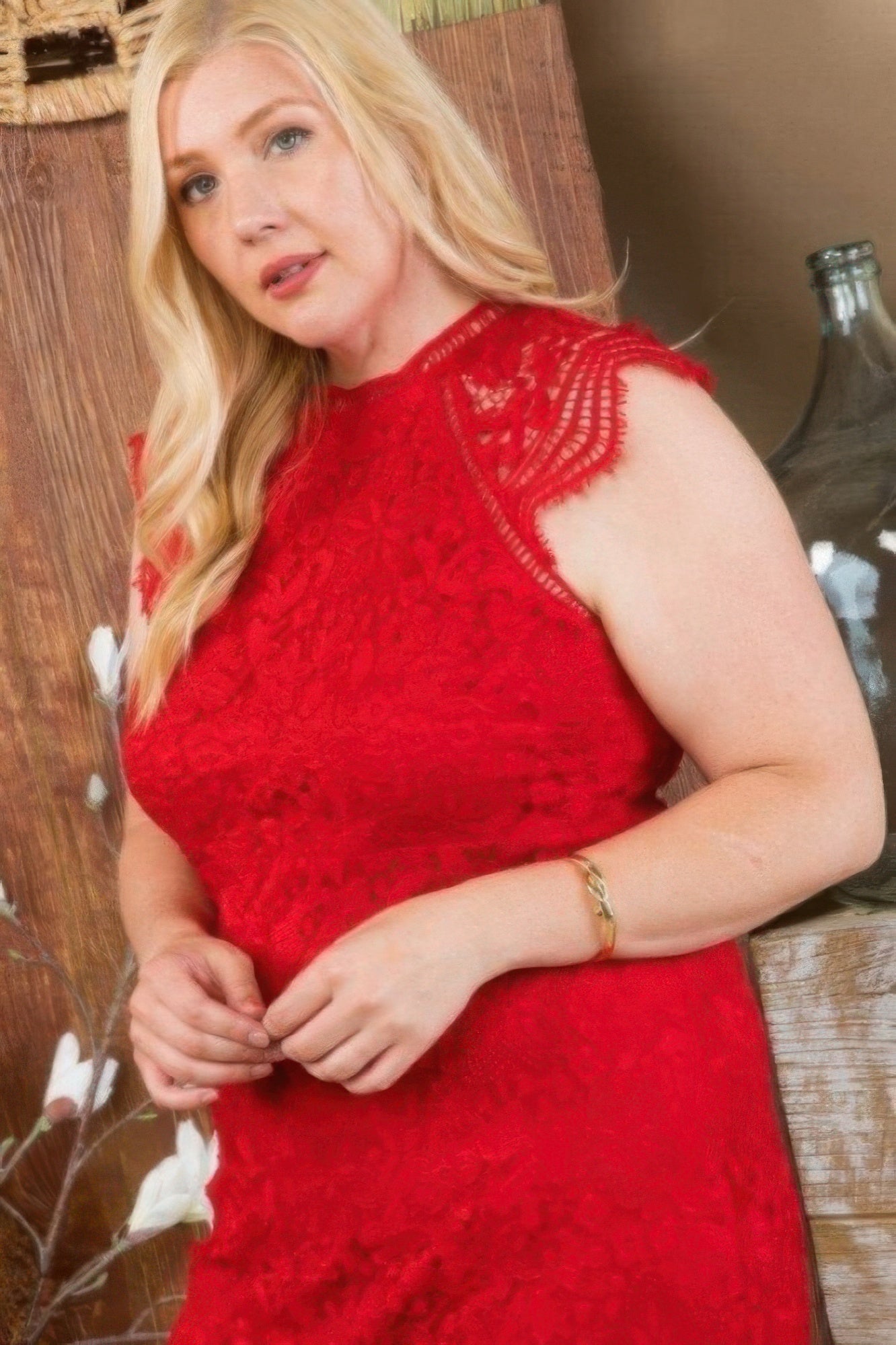 Lace Crochet Mini Raglan Dress With Zipper Back by Balec Group