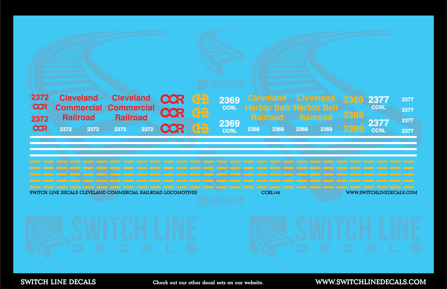 HO Scale Cleveland Commercial / Harbor Belt Railroad Locomotives Decal Set