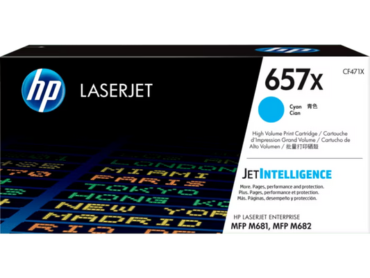 New, Pre-owned, Original HP 657X High Yield Cyan Toner Cartridge, CF471X