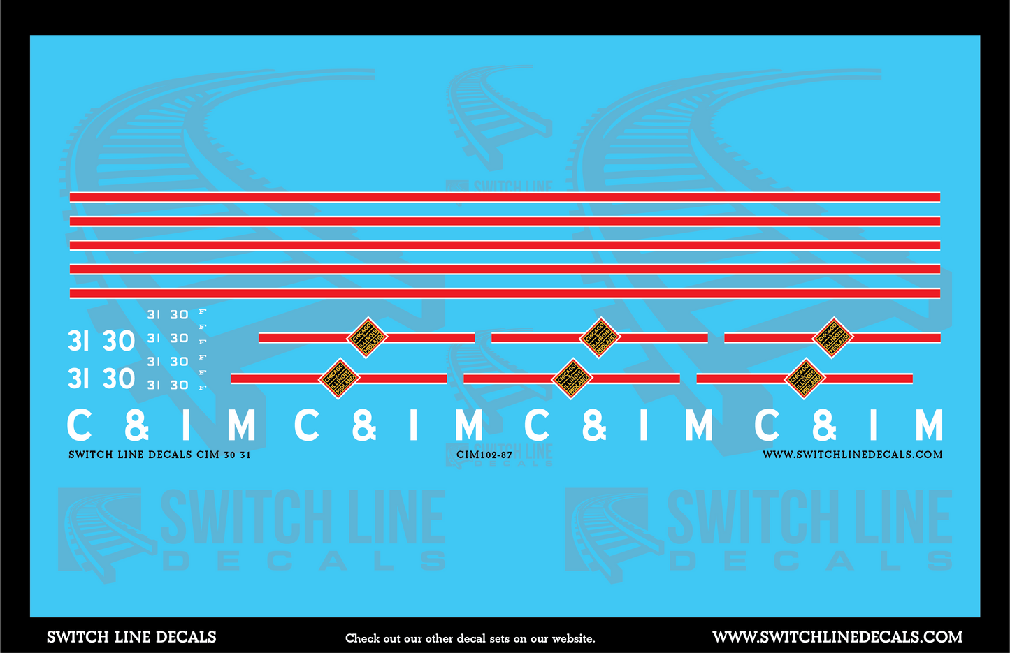 HO Scale Chicago & Illinois Midland 30/31 Locomotives Decal Set