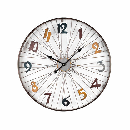 Wall clock - Modern Metal Wall Clock, Coloured Roman Number by Peterson Housewares & Artwares