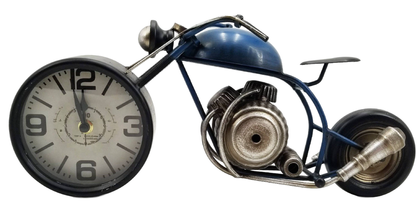 Table clock - Motorcycle Blue Table Clock by Peterson Housewares & Artwares