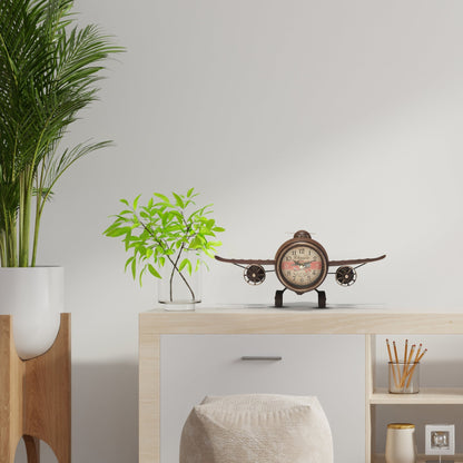 Table clock - Rustic Vintage Airplane Table Clock by Peterson Housewares & Artwares